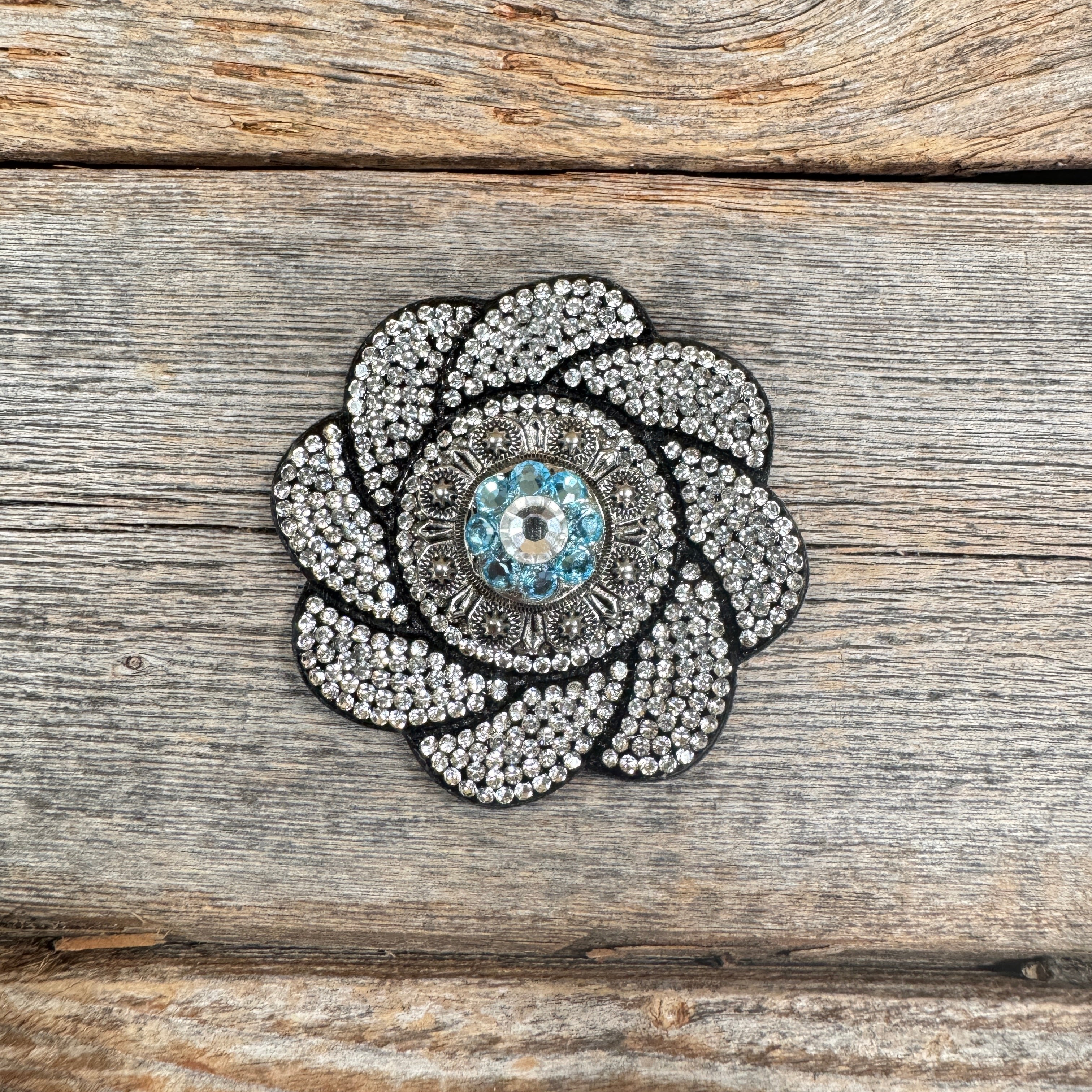 Black Flower Rhinestone Rosette - Assorted Conchos