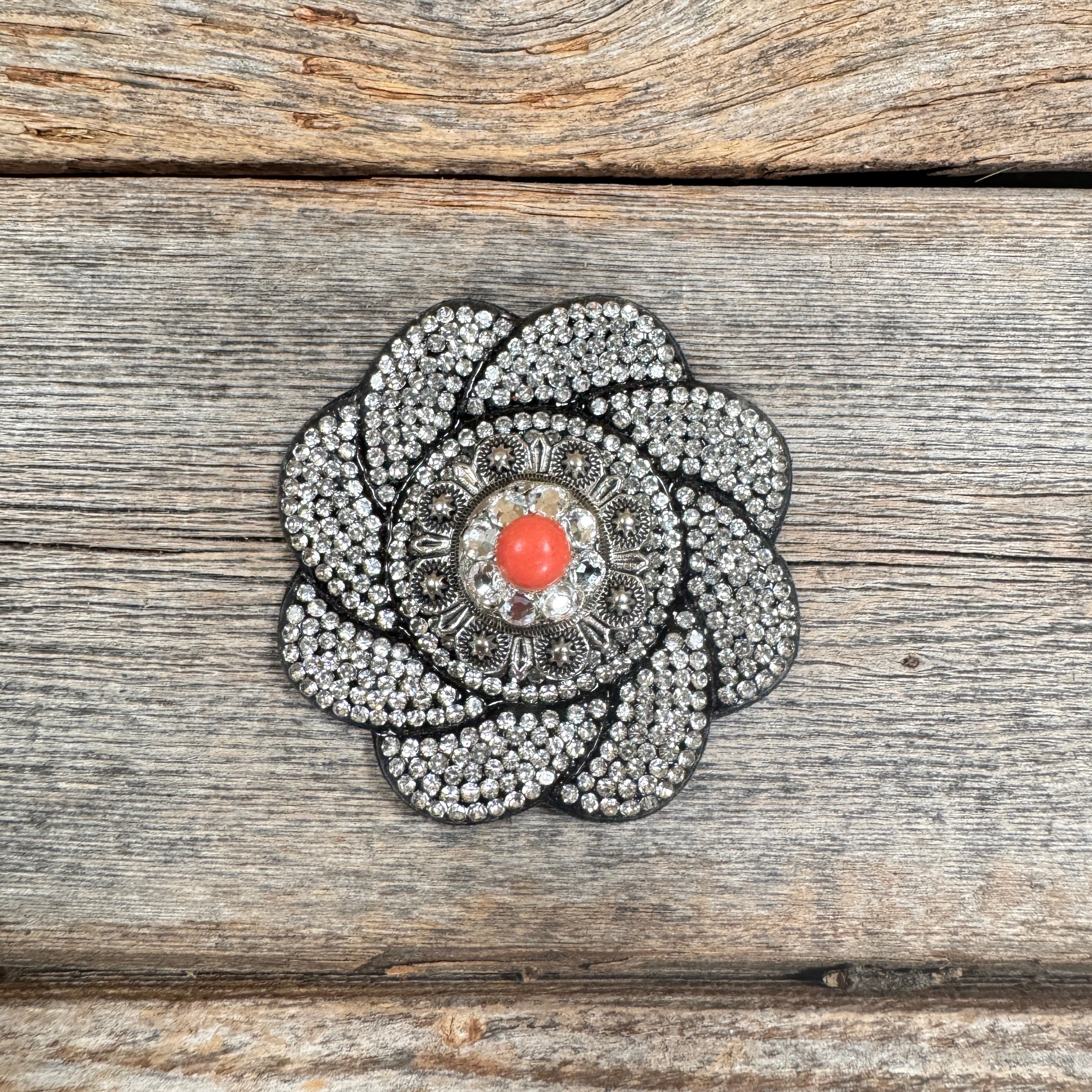 Black Flower Rhinestone Rosette - Assorted Conchos