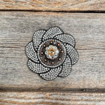Black Flower Rhinestone Rosette - Assorted Conchos