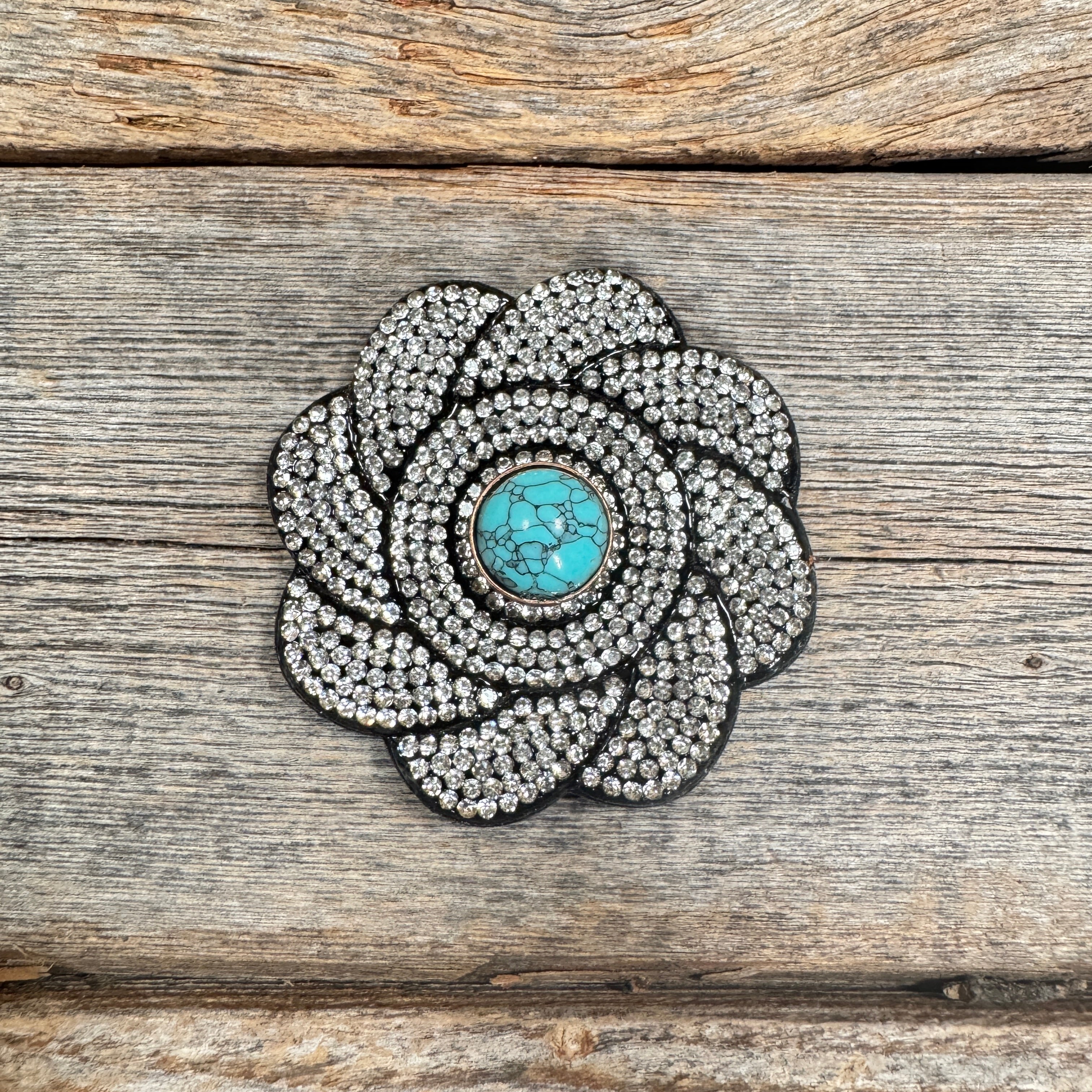 Black Flower Rhinestone Rosette - Assorted Conchos