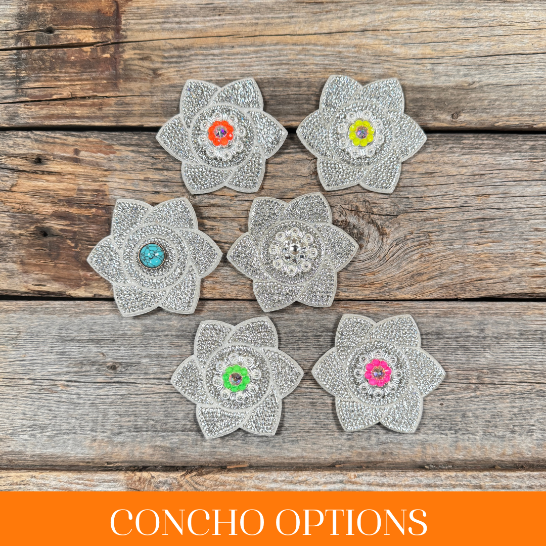 White Pointed Flower Rhinestone Rosette - Assorted Conchos