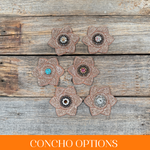 Copper Pointed Flower Rhinestone Rosette - Assorted Conchos