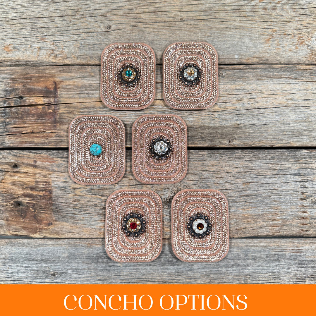 Copper Rectangle Rhinestone Rosette - Assorted Conchos
