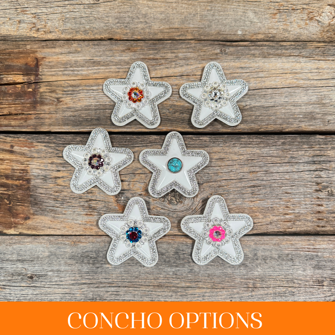 White Small Star Rhinestone Rosette - Assorted Conchos