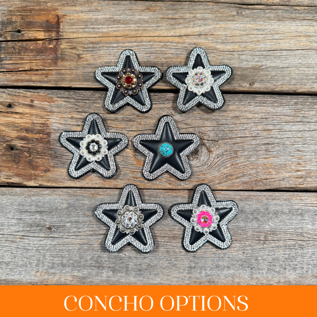Black Small Star Rhinestone Rosette - Assorted Conchos