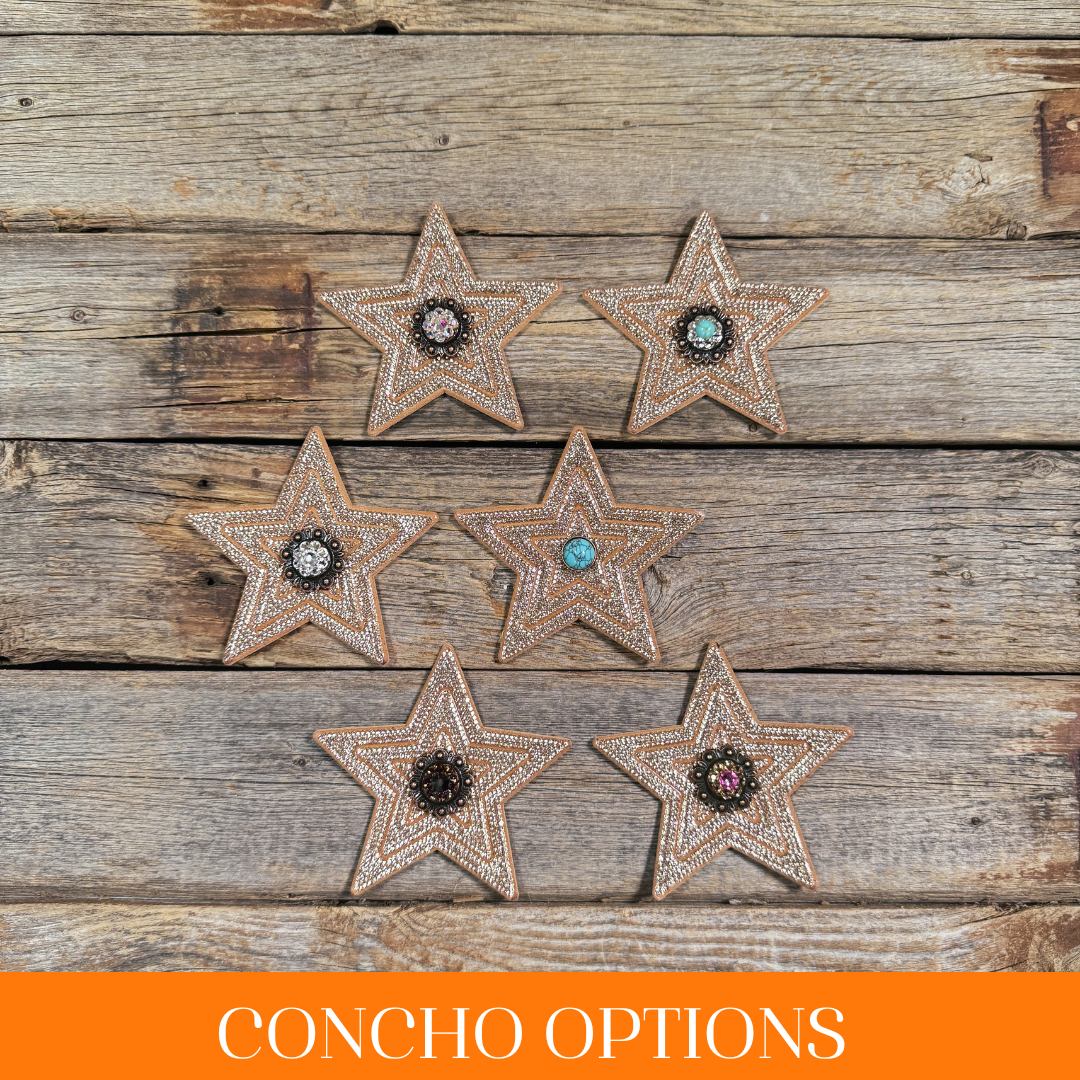 Copper Big Star Rhinestone Rosette - Assorted Conchos