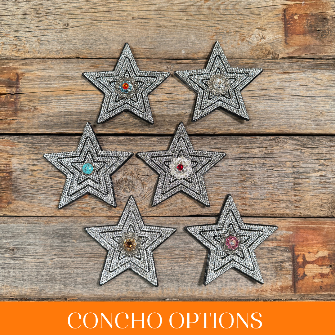 Black Big Star Rhinestone Rosette - Assorted Conchos