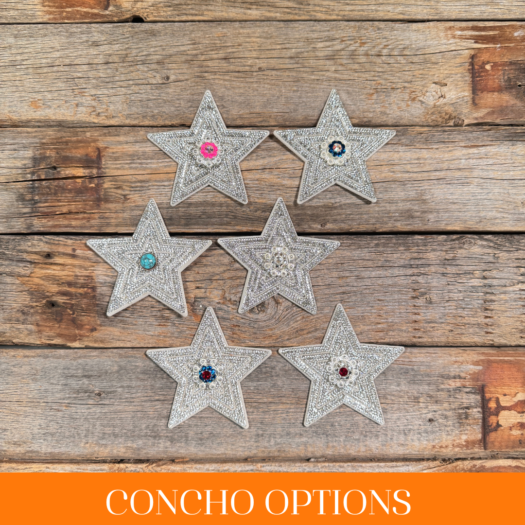 White Big Star Rhinestone Rosette - Assorted Conchos