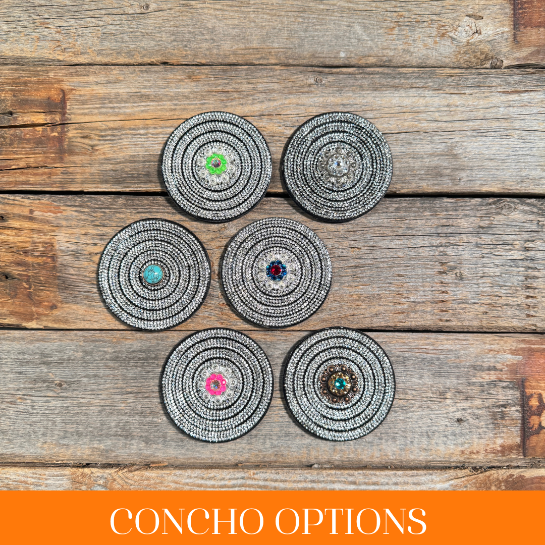 Black Clear Circle Rhinestone Rosette - Assorted Conchos