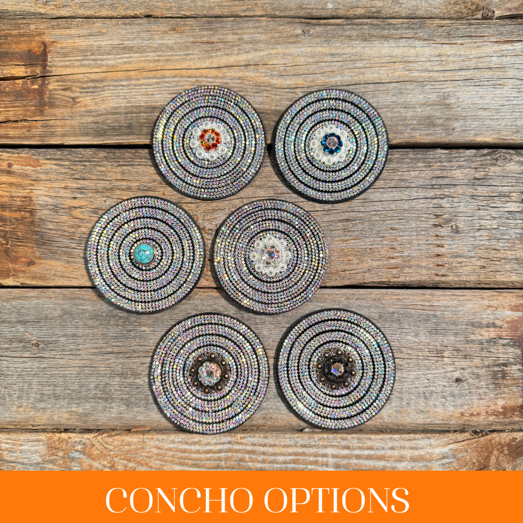 Black AB Circle Rhinestone Rosette - Assorted Conchos
