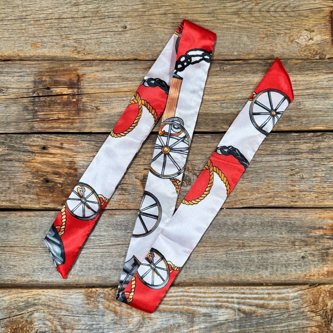 Red Wagon Wheels Western_Wild_Rag_Scarf_for_Cowgirls_Rodeo_Drive_Conchos
