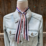 Red White and Blue Stripes Wild_Rag_Scarf_for_NFR_Cowgirls_Rodeo_Drive_Conchos