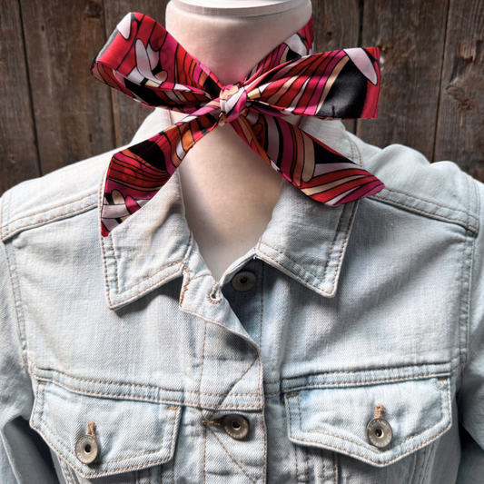Red and Pink Striped Wild_Rag_Scarf_for_Cowgirls_Rodeo_Drive_Conchos
