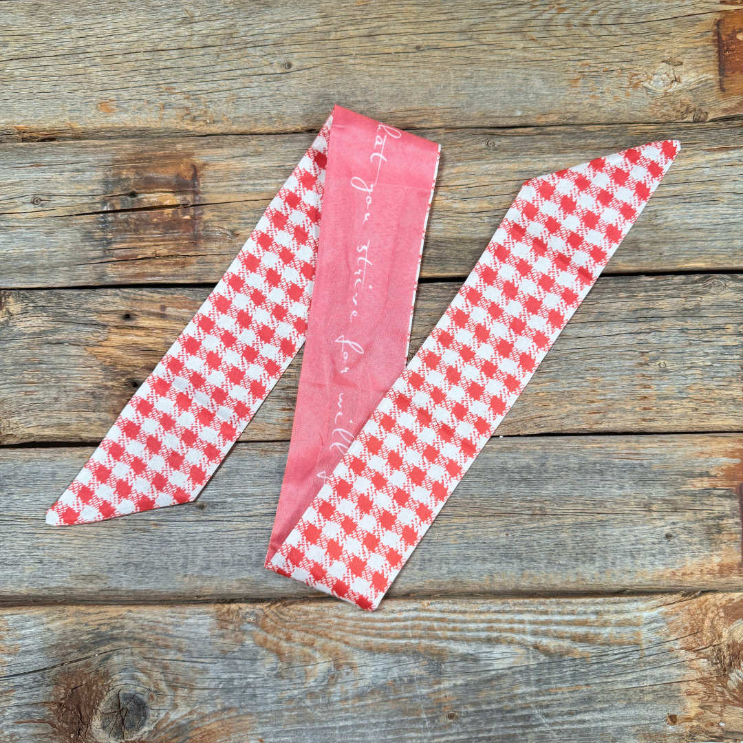 Red and white checkered Western_Wild_Rag_Scarf_for_Cowgirls_Rodeo_Drive_Conchos