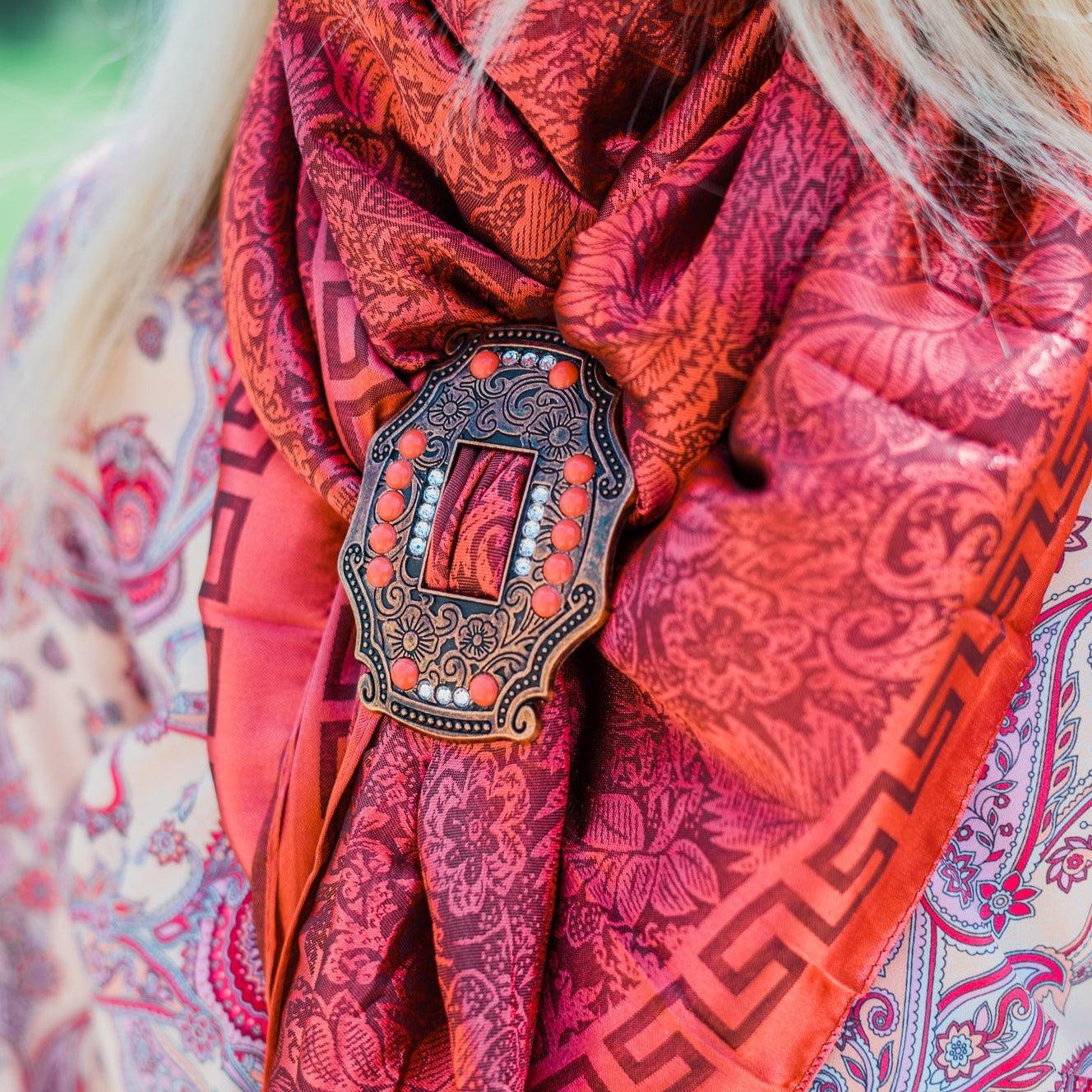 Extra Large Copper Coral and Clear Buckle Slide SCOCOCL - RODEO DRIVE