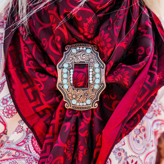 Extra Large Copper Turquoise and Clear Buckle Slide SCOTQCL - RODEO DRIVE