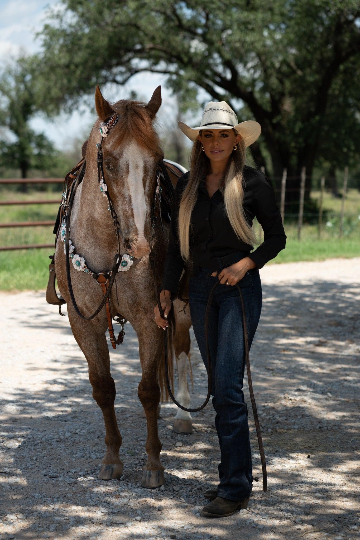 Classic Teal & White One Ear / Breastcollar #OEBC548 - RODEO DRIVE