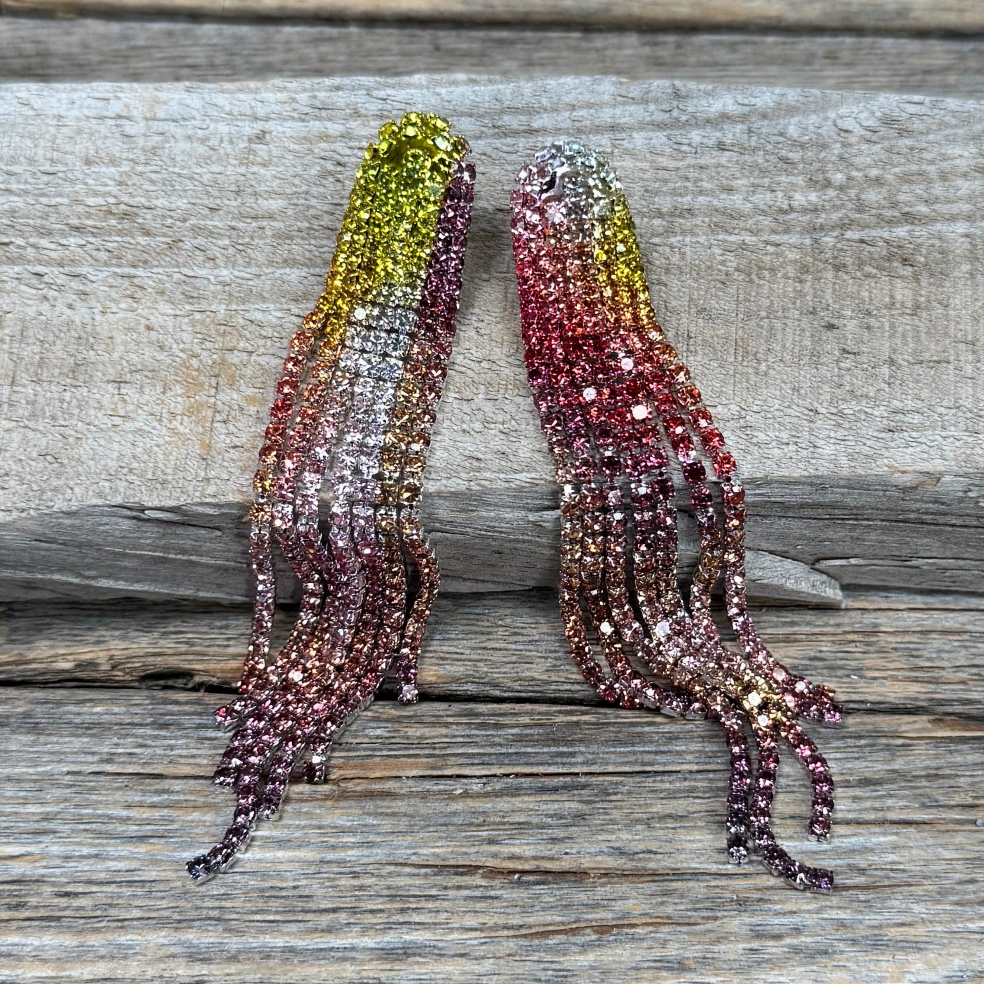 Rodeo Inspired Rhinestone Dangle Fashion Earrings - Rodeo Drive Conchos 