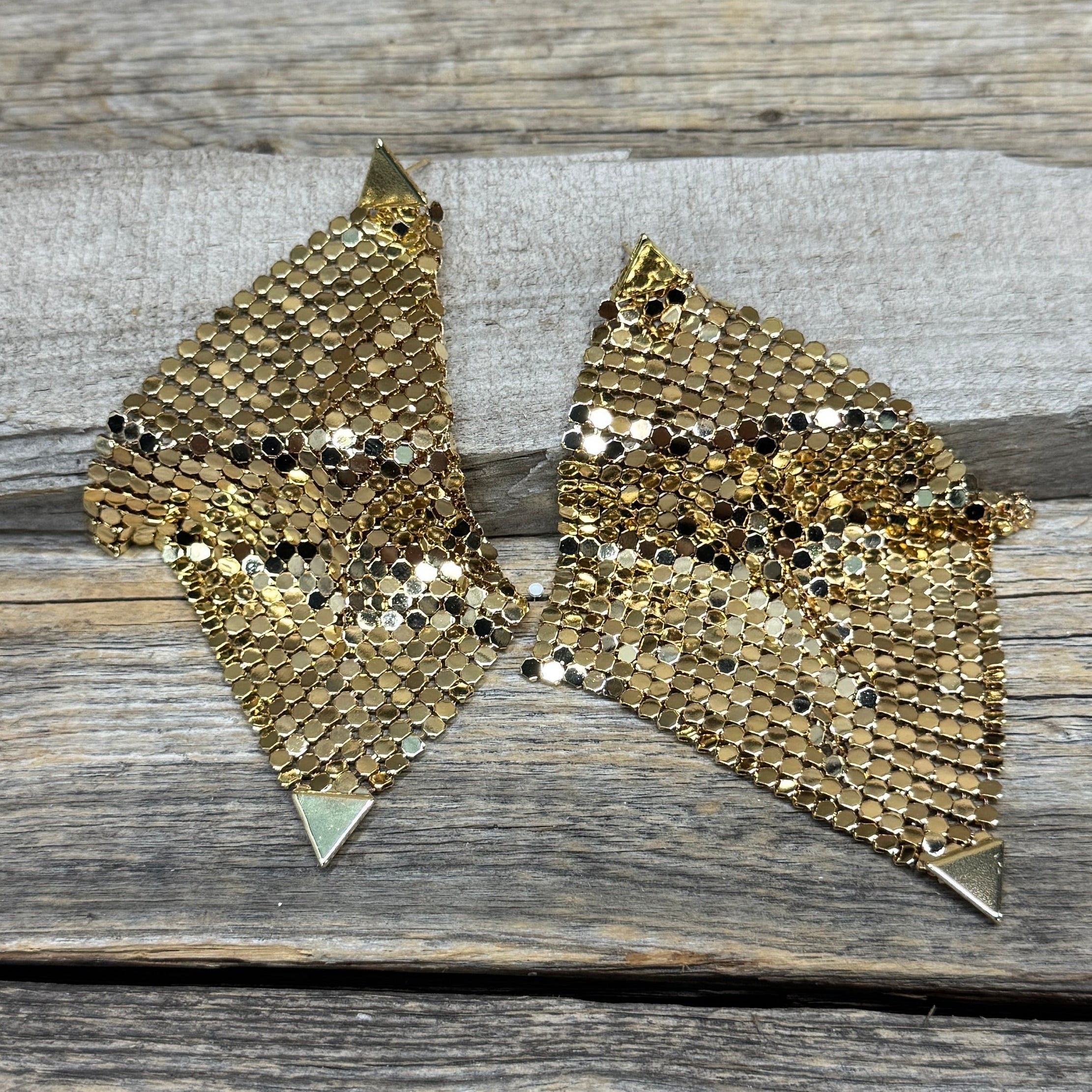 NFR Style Gold Chainmail Dangle Fashion Earrings-Rodeo Drive Conchos