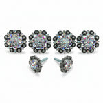 Antique Silver AB Crystal Conchos | Sizes 1"- 3" | Buckles | Saddle Set | Leather Rosettes | Slide
