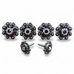 Antique Silver Amethyst - AB Crystal Conchos | Sizes 1"- 3" | Buckles | Saddle Set | Leather Rosettes | Slide