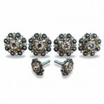 Antique Silver Champagne - AB Crystal Conchos | Sizes 1"- 3" | Buckles | Saddle Set | Leather Rosettes | Slide
