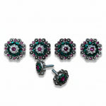 Antique Silver Fuchsia - Clear - Emerald  Crystal Conchos | Sizes 1"- 3" | Buckles | Saddle Set | Leather Rosettes | Slide