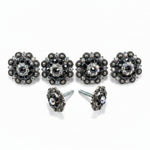 Antique Silver Jet - AB Crystal Conchos | Sizes 1"- 3" | Buckles | Saddle Set | Leather Rosettes | Slide