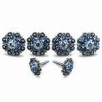 Antique Silver Light Sapphire - Clear - Lilac Crystal Conchos | Sizes 1"- 3" | Buckles | Saddle Set | Leather Rosettes | Slide