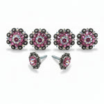 Antique Silver Pink - AB Crystal Conchos | Sizes 1"- 3" | Buckles | Saddle Set | Leather Rosettes | Slide