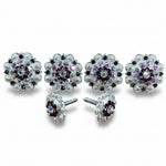 Bright Silver Amethyst - AB Crystal Conchos | Sizes 1"- 3" | Buckles | Saddle Set | Leather Rosettes | Slide