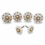 Bright Silver Champagne - AB Crystal Conchos | Sizes 1"- 3" | Buckles | Saddle Set | Leather Rosettes | Slide