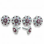 Bright Silver Fuchsia - AB Crystal Conchos | Sizes 1"- 3" | Buckles | Saddle Set | Leather Rosettes | Slide