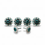 Bright Silver Jet & Teal Saddle Conchos