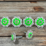 Bright Silver Neon Green & AB Saddle Conchos