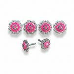 Bright Silver Neon Pink - AB Crystal Conchos | Sizes 1"- 3" | Buckles | Saddle Set | Leather Rosettes | Slide