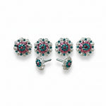 Bright Silver Pink & Teal Saddle Conchos