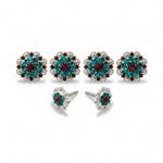 Bright Silver Ruby Jet & Teal Saddle Conchos