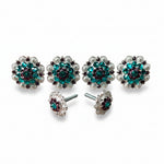Bright Silver Teal & Amethyst Saddle Conchos
