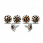 Bright Silver Topaz - Champagne Crystal Conchos | Sizes 1"- 3" | Buckles | Saddle Set | Leather Rosettes | Slide