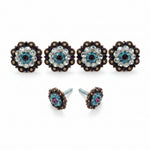 Copper Amethyst - Aqua - Clear Crystal Conchos | Sizes 1"- 3" | Buckles | Saddle Set | Leather Rosettes | Slide