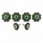 Copper Fern - Clear Crystal Conchos | Sizes 1"- 3" | Buckles | Saddle Set | Leather Rosettes | Slide