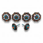 Copper Fire Opal - Teal - AB Crystal Conchos | Sizes 1"- 3" | Buckles | Saddle Set | Leather Rosettes | Slide