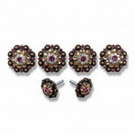 Copper Pink - AB - Champagne Crystal Conchos | Sizes 1"- 3" | Buckles | Saddle Set | Leather Rosettes | Slide