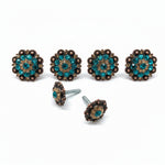 Copper Teal - Champagne Crystal Conchos | Sizes 1"- 3" | Buckles | Saddle Set | Leather Rosettes | Slide