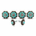 Copper Turquoise - Clear Crystal Conchos | Sizes 1"- 3" | Buckles | Saddle Set | Leather Rosettes | Slide