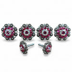 Antique Silver Fuchsia - AB Crystal Conchos | Sizes 1"- 3" | Buckles | Saddle Set | Leather Rosettes | Slide