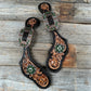 Two Tone Floral Spur Straps - Copper Fern Crystal Conchos #SS115