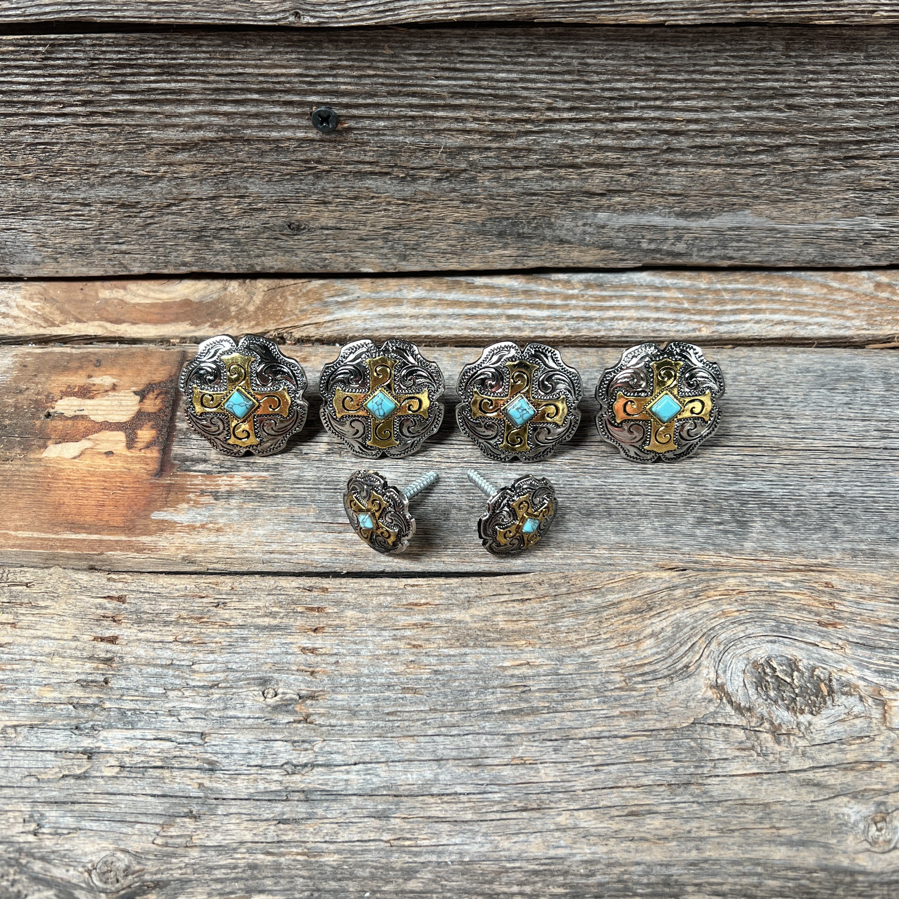 Antique Silver & Gold Western Concho W189