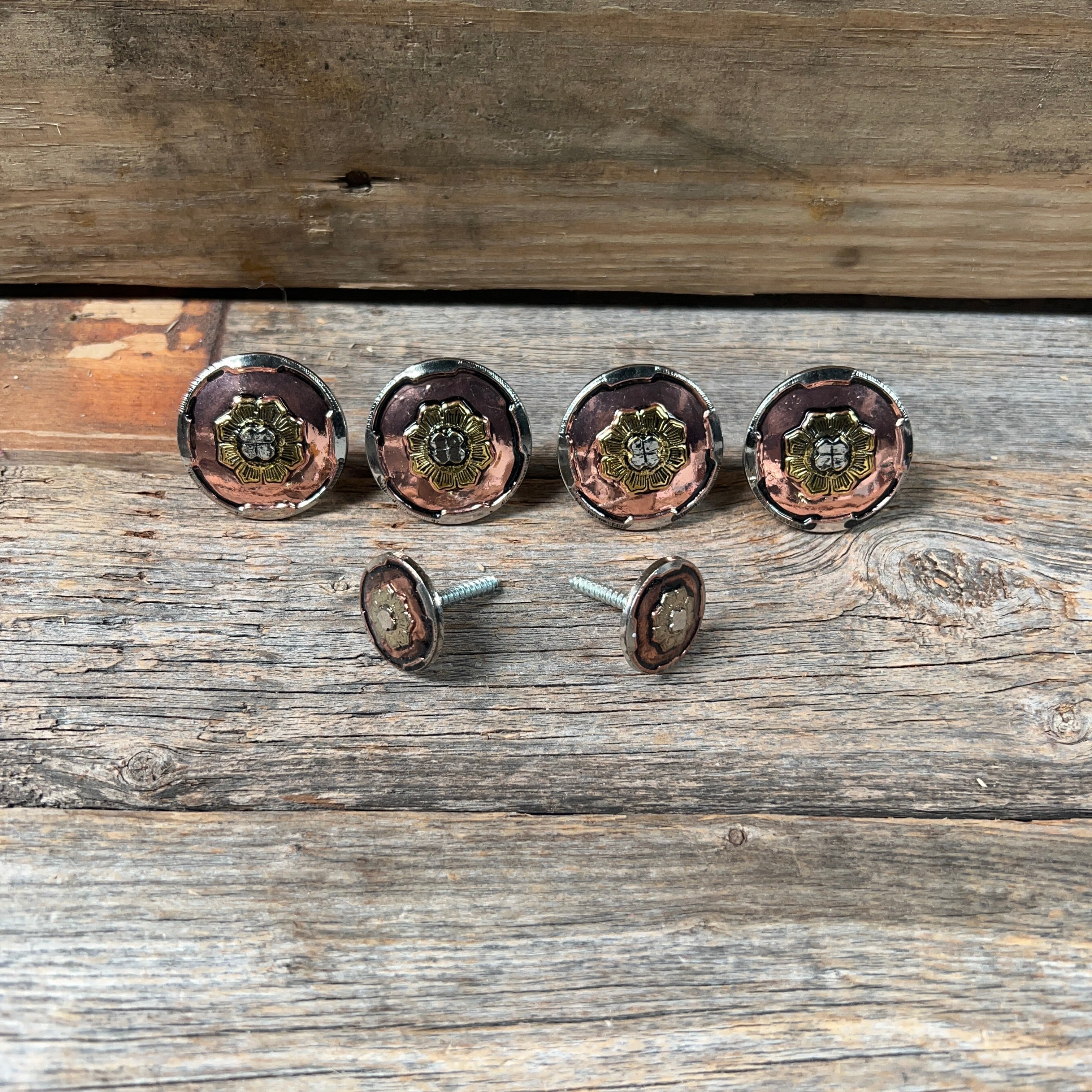 Copper & Gold Flower Western Concho W192